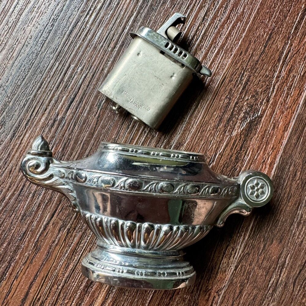 Vintage 1940s Silver Genie Lamp Style Lighter Made in Occupied Japan